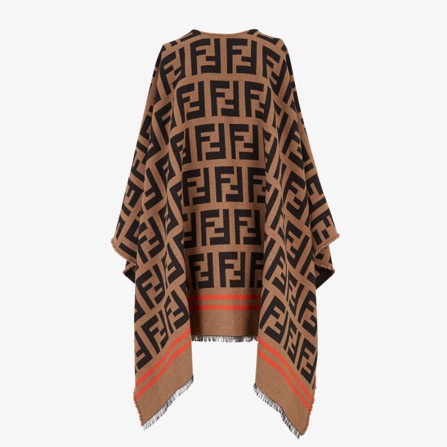 Damen Fendi Schals Und Ponchos | Poncho Aus Wolle Und Seide Mehrfarbig