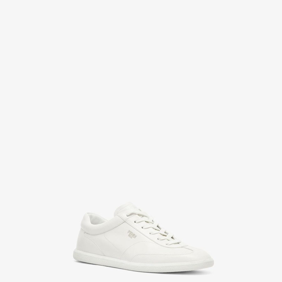 Herren Fendi Sneakers | Low-Top-Sneaker Aus Leder In Weis