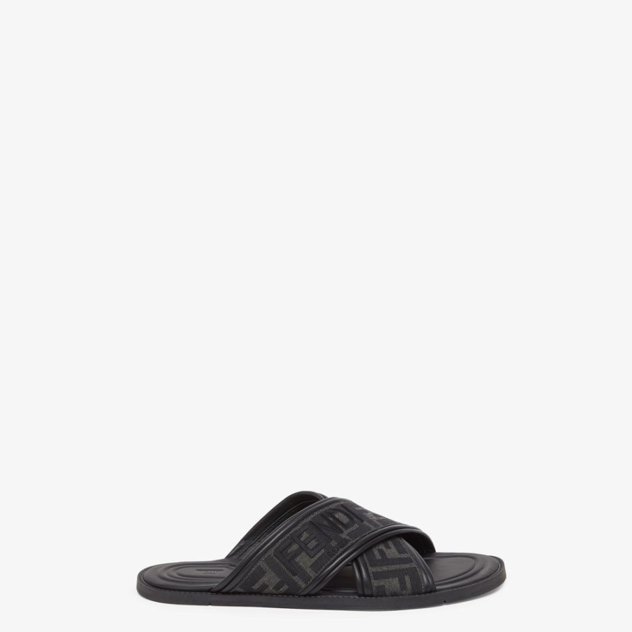 Herren Fendi Pantoletten Und Sandalen | Fussbett Aus Ff-Jacquard