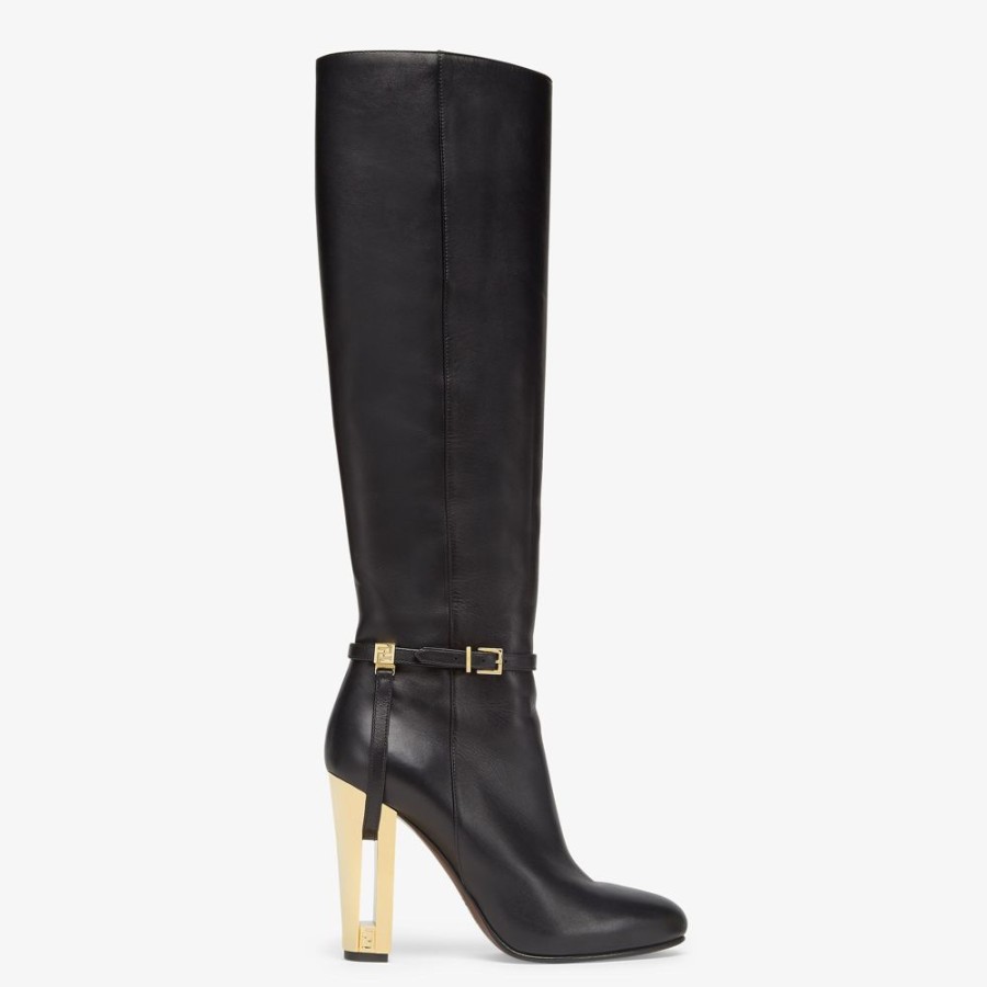 Damen Fendi Stiefel Und Stiefeletten | Stiefel Mit Hohem Absatz Aus Leder In Schwarz