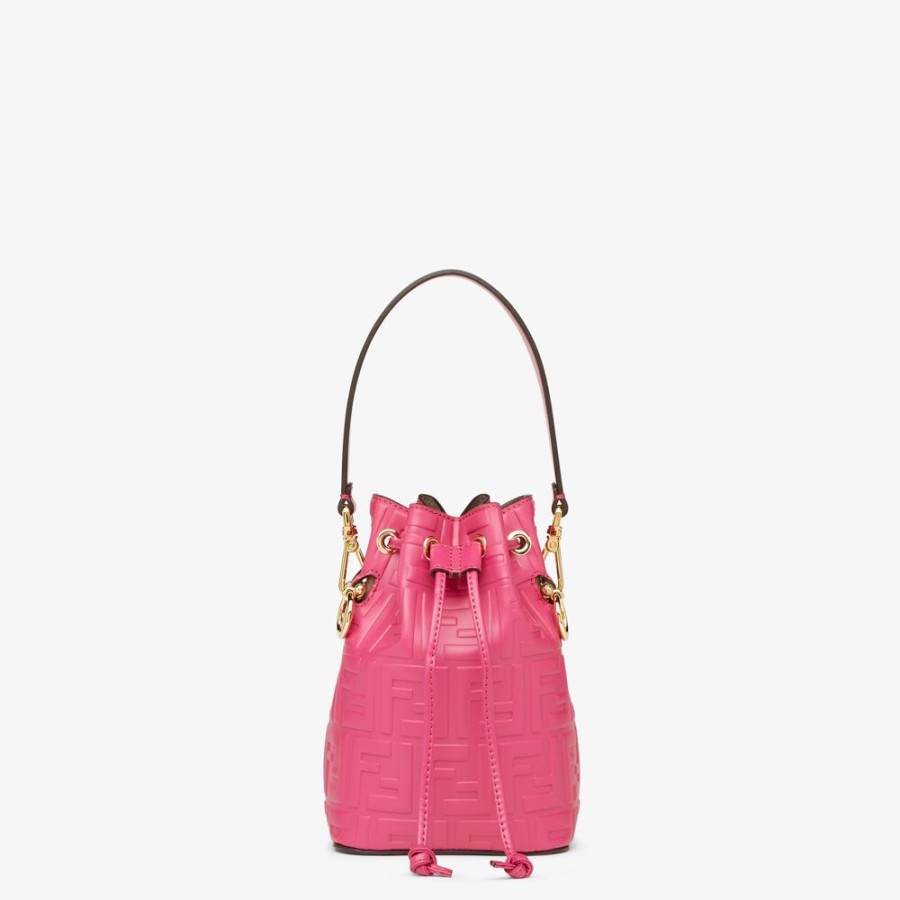 Damen Fendi Mini-Taschen | Minibag Aus Leder In Fuchsia Mit Ff-Muster