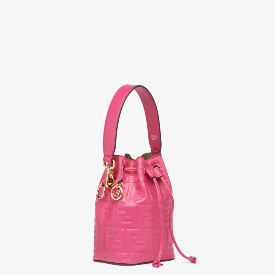 Damen Fendi Mini-Taschen | Minibag Aus Leder In Fuchsia Mit Ff-Muster