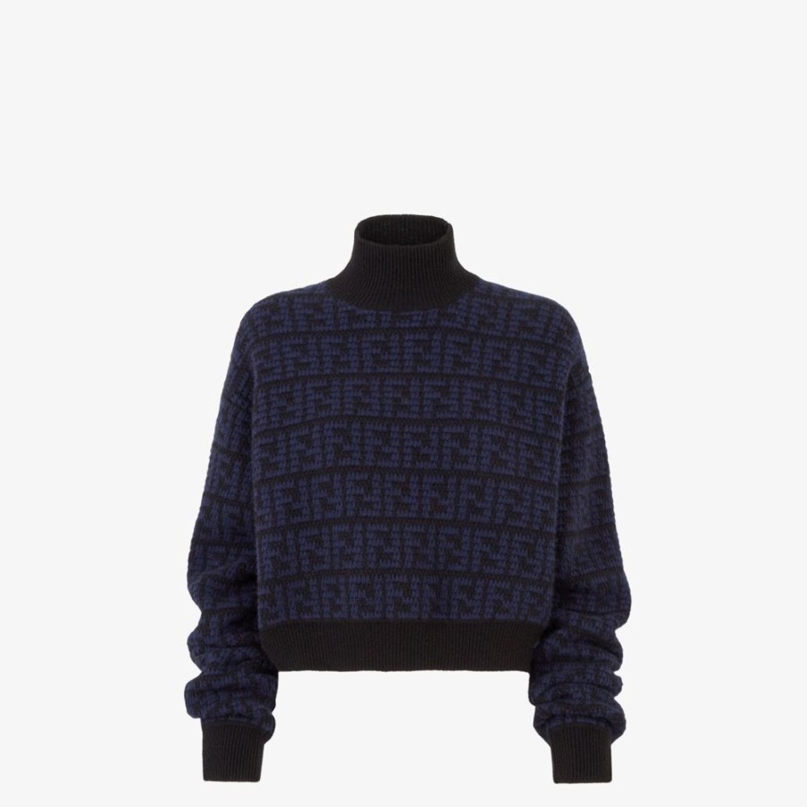 Damen Fendi Strickbekleidung | Pullover Aus Kaschmir In Blau