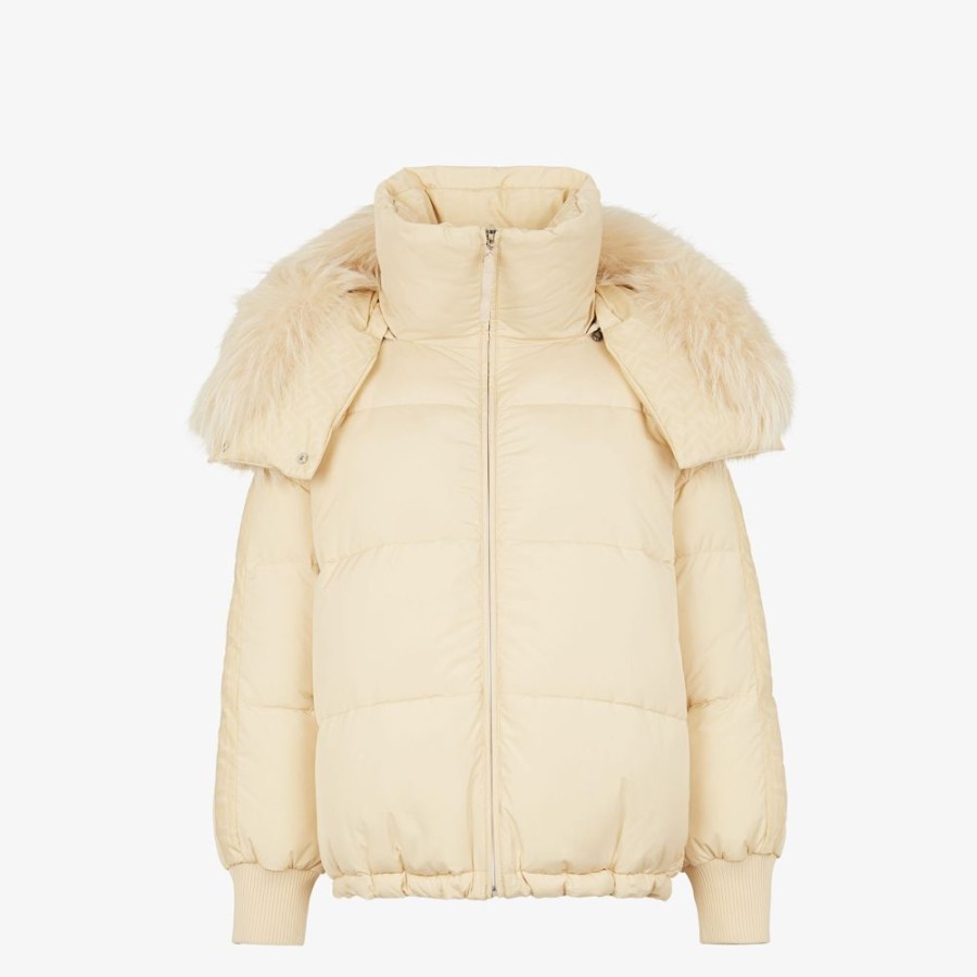 Damen Fendi Skiwear | Daunenjacke Aus Nylon In Weis