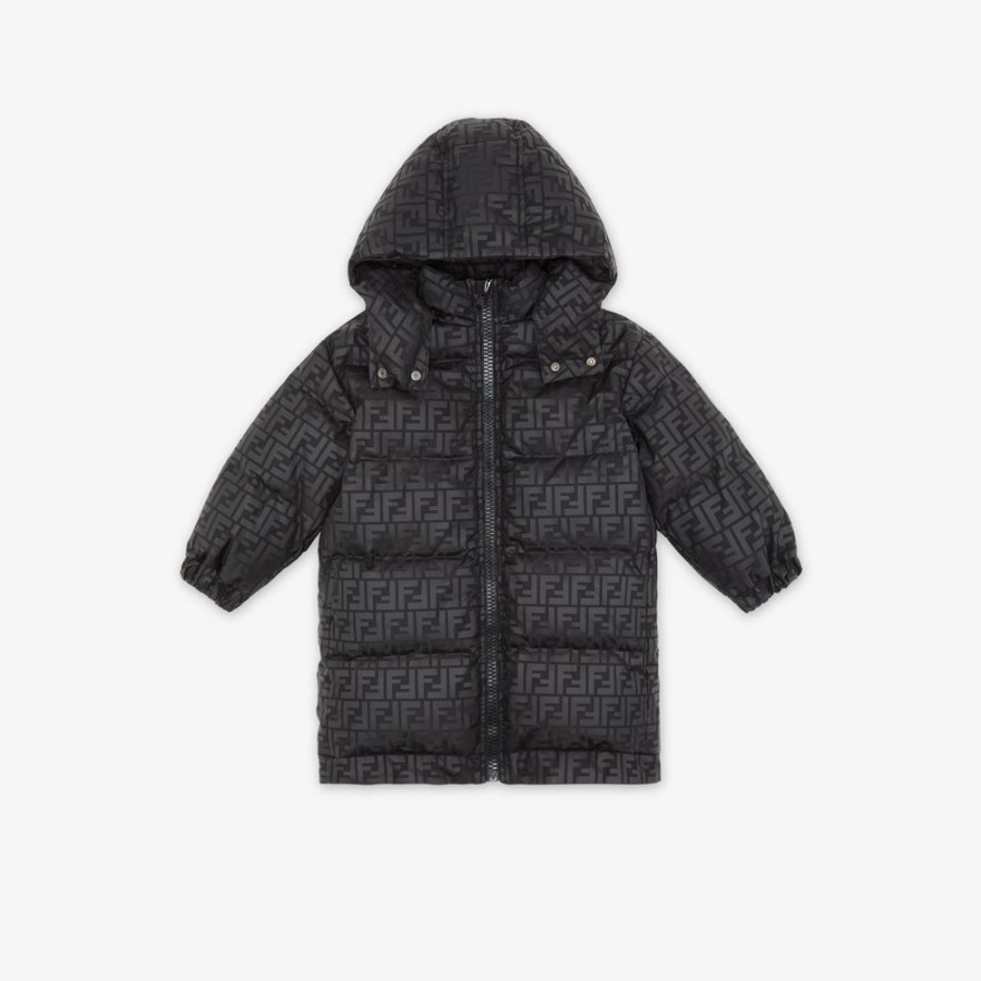 Kids Fendi Ready To Wear | Junior-Daunenjacke Aus Nylon In Schhwarz