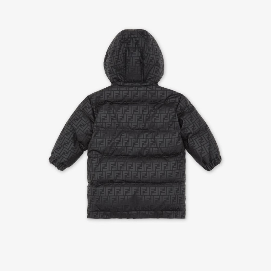 Kids Fendi Ready To Wear | Junior-Daunenjacke Aus Nylon In Schhwarz