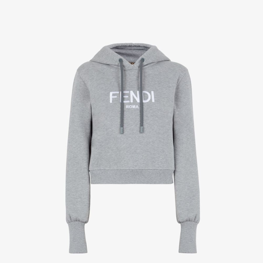 Damen Fendi T-Shirts Und Sweatshirts | Sweatshirt Aus Jersey In Grau-Melange