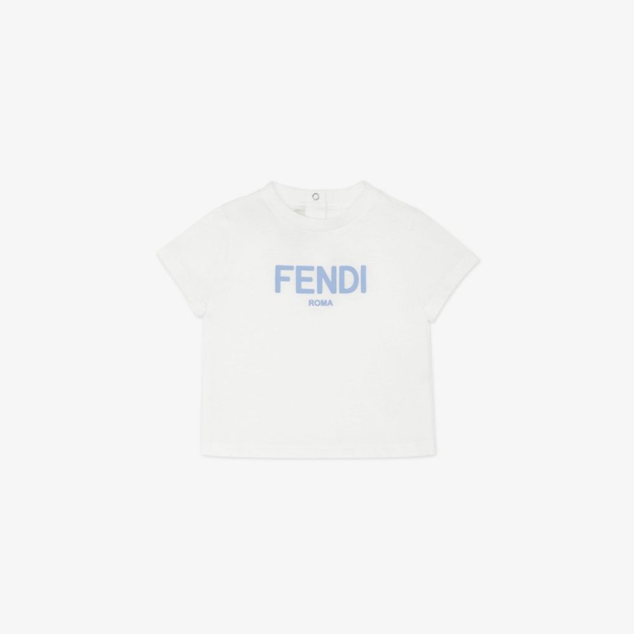 Kids Fendi Baby Madchen | Fendi Roma T-Shirt Aus Weisem Jersey