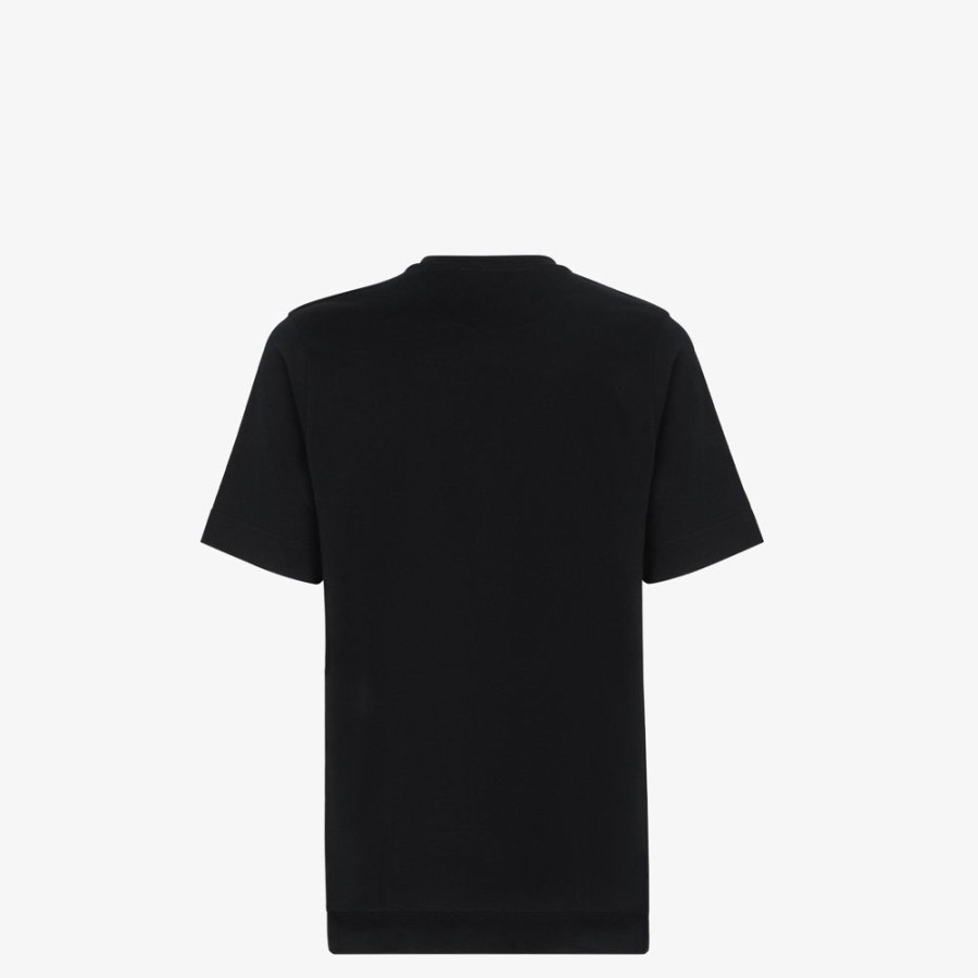 Herren Fendi T-Shirts Und Poloshirts | T-Shirt Aus Leichtem Jersey In Schwarz