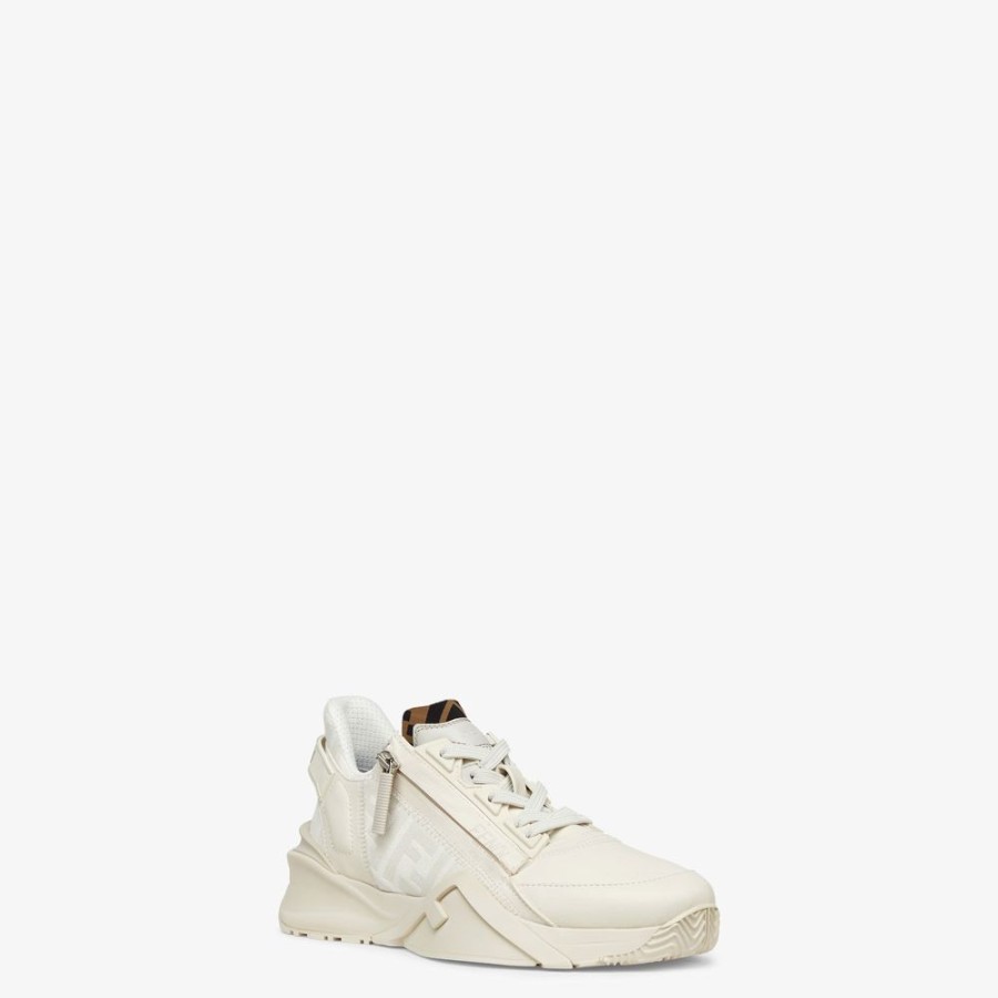 Damen Fendi Fendi Flow | Low-Top-Sneaker Aus Leder In Weis