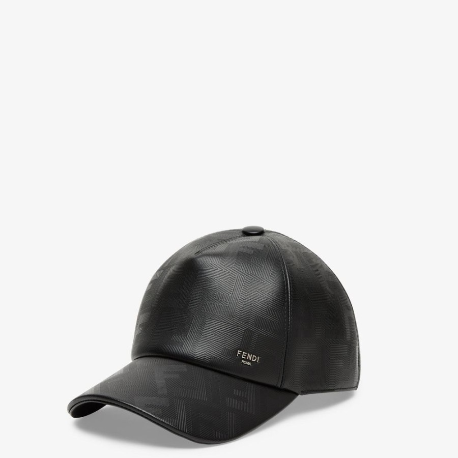 Herren Fendi Mutzen Und Handschuhe | Baseballcap Aus Leder In Schwarz