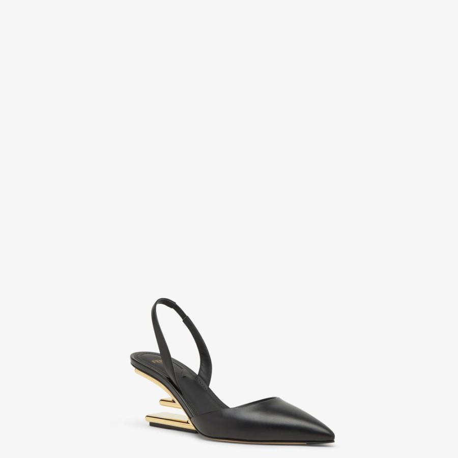 Damen Fendi Pumps Und Slingbacks | Slingback Mit Mittelhohem Absatz Aus Leder In Schwarz