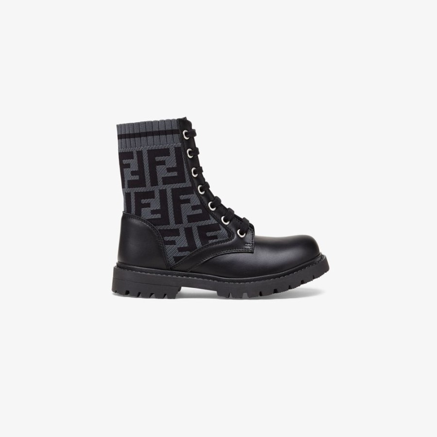 Kids Fendi Schuhe | Junior Bikerstiefel Aus Leder In Schwarz