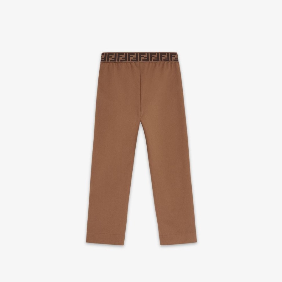 Kids Fendi Ready To Wear | Junior-Hose Aus Gabardine In Braun