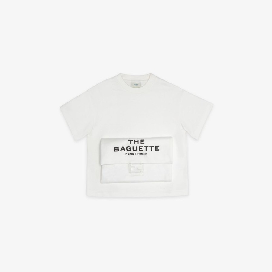 Kids Fendi Ready To Wear | T-Shirt Fendi By Marc Jacobs Aus Maschengewebe In Weis