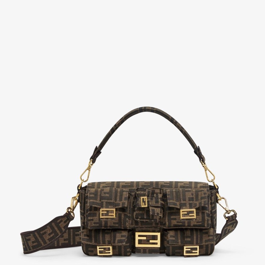 Damen Fendi Schulter- Und Crossbody-Taschen | Tasche Aus Jacquardgewebe Mit Ff-Muster In Braun