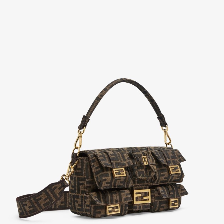 Damen Fendi Schulter- Und Crossbody-Taschen | Tasche Aus Jacquardgewebe Mit Ff-Muster In Braun