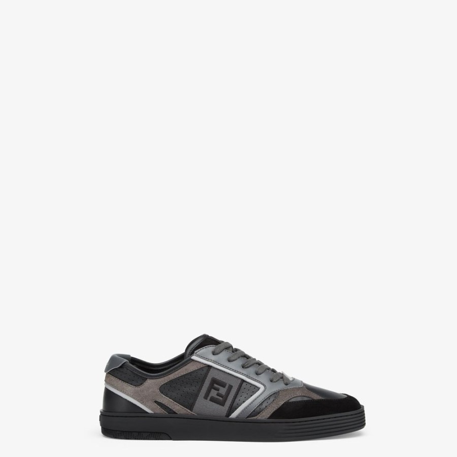 Herren Fendi Sneakers | Low-Top-Sneaker Aus Leder In Schwarz