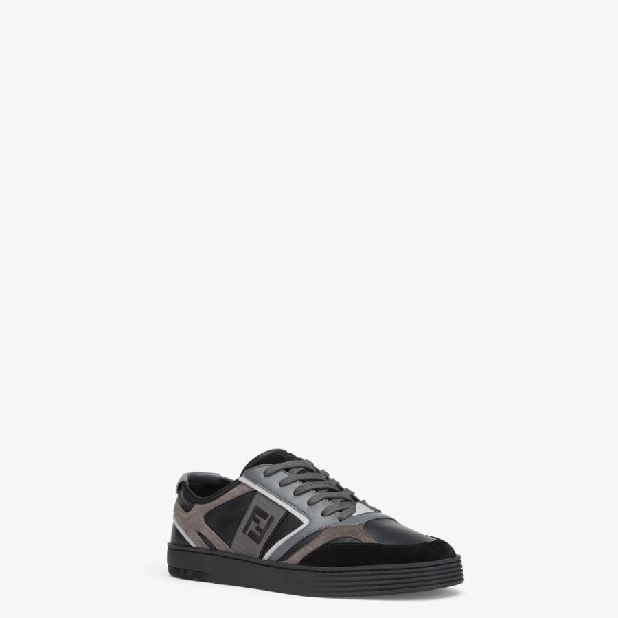 Herren Fendi Sneakers | Low-Top-Sneaker Aus Leder In Schwarz