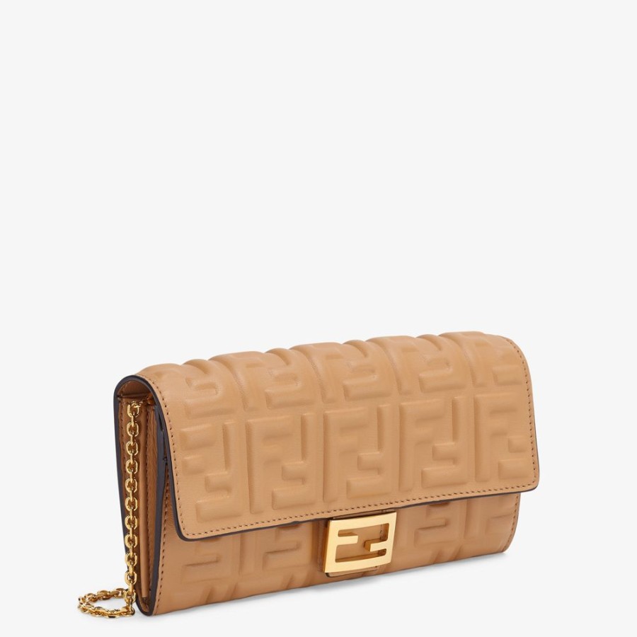 Damen Fendi Portemonnaies Mit Tragekette | Portemonnaie Aus Nappaleder In Beige