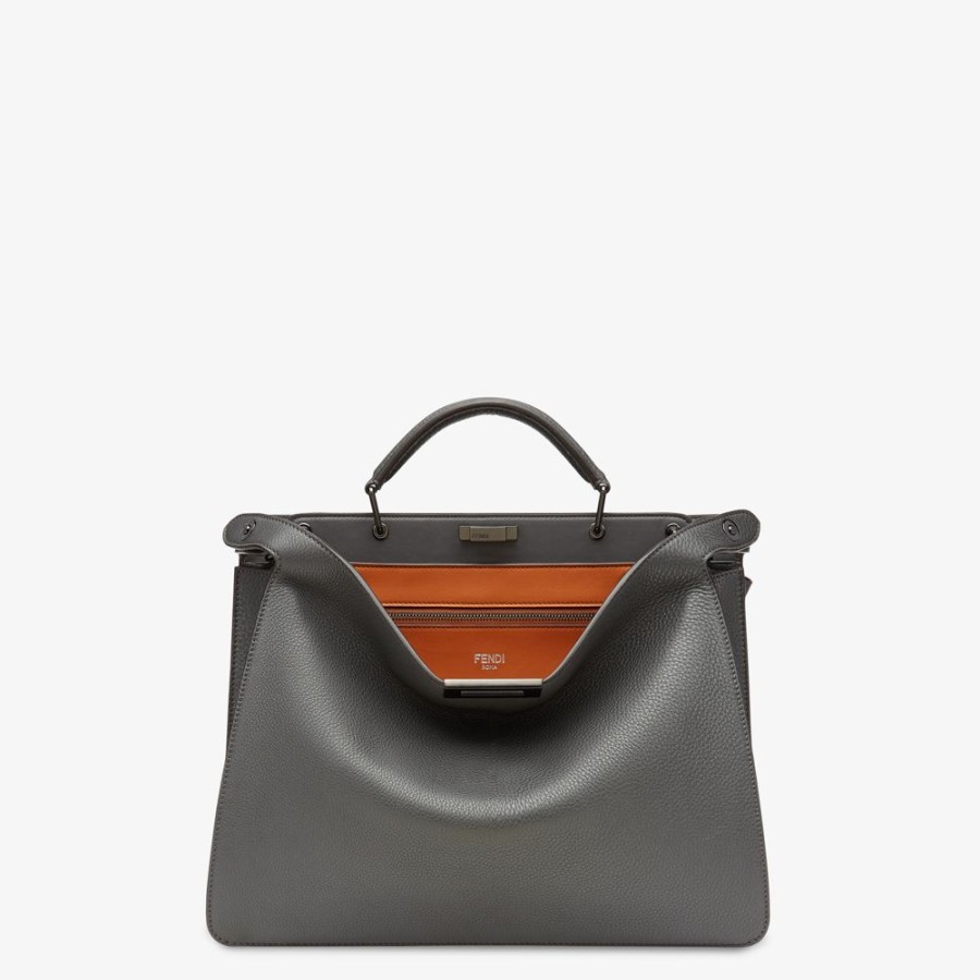 Herren Fendi Timeless | Tasche Aus Leder In Grau