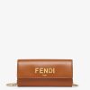 Damen Fendi Portemonnaies Mit Tragekette | Portemonnaie Aus Leder In Braun