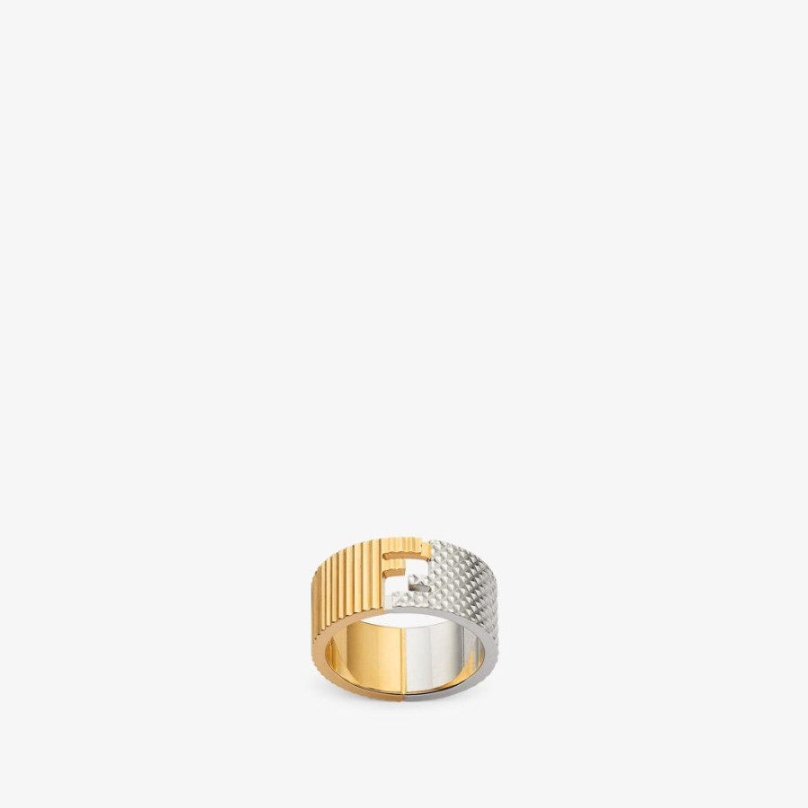 Herren Fendi Ringe | Ring Aus Metall In Silber- Und Goldfarben