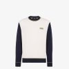 Herren Fendi Sportbekleidung | Golfpullover Aus Wolle In Weis Und Blau