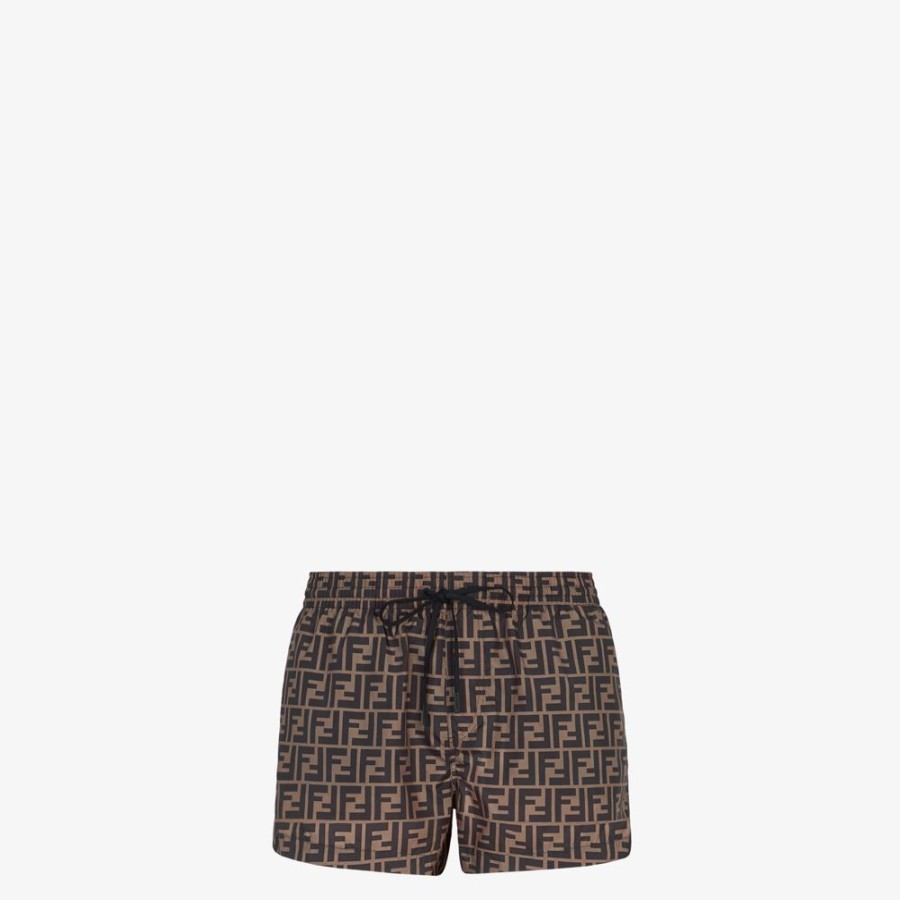 Herren Fendi Swimwear | Shorts Aus Stoff In Braun