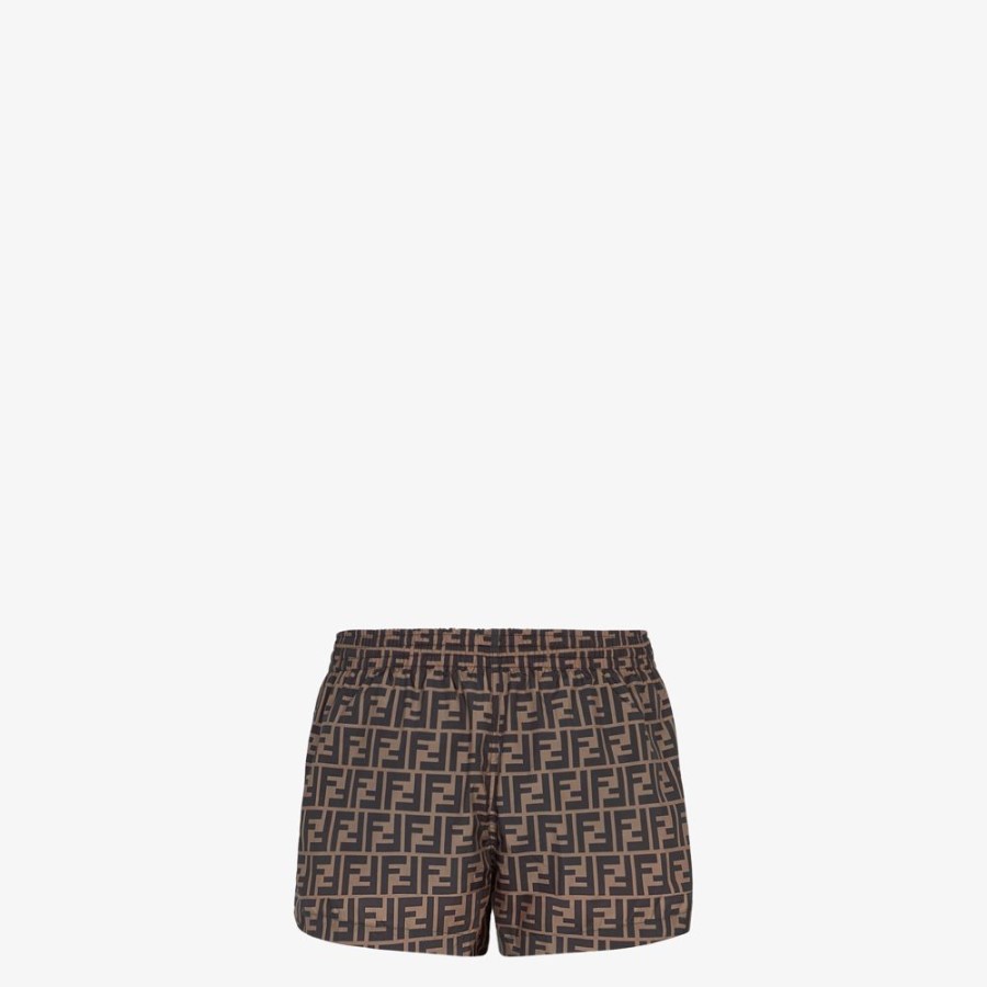 Herren Fendi Swimwear | Shorts Aus Stoff In Braun