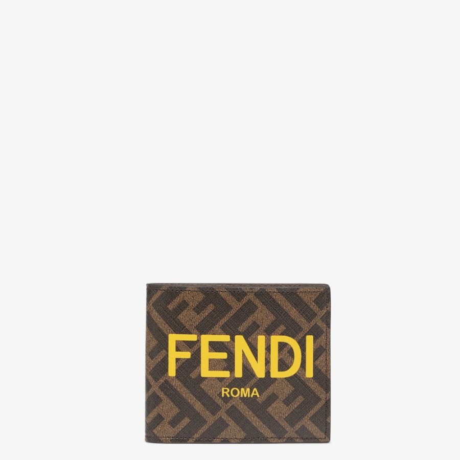 Herren Fendi Portemonnaies | Bifold-Form Aus Stoff In Braun