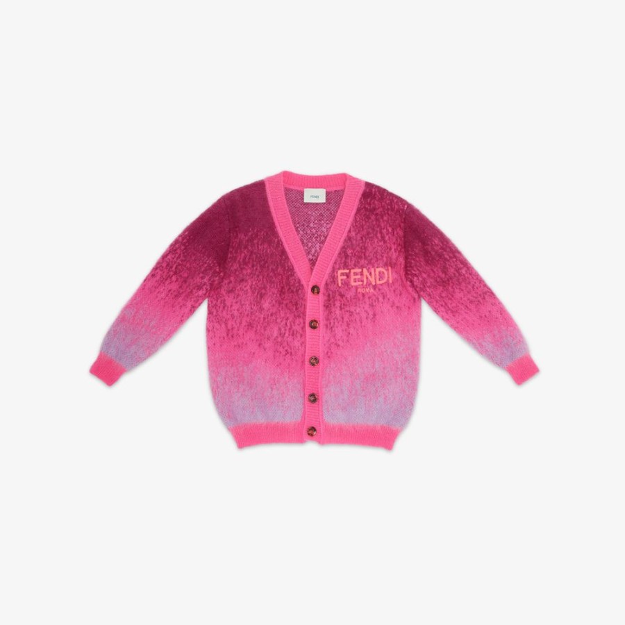 Kids Fendi Ready To Wear | Junior-Cardigan Aus Wolle, Mehrfarbig