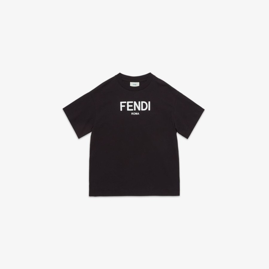 Kids Fendi Ready To Wear | Junior-T-Shirt Aus Jersey In Schwarz