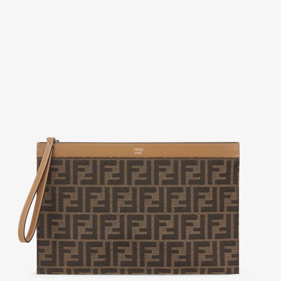 Herren Fendi Fur Die Reise | Pochette Aus Stoff In Braun