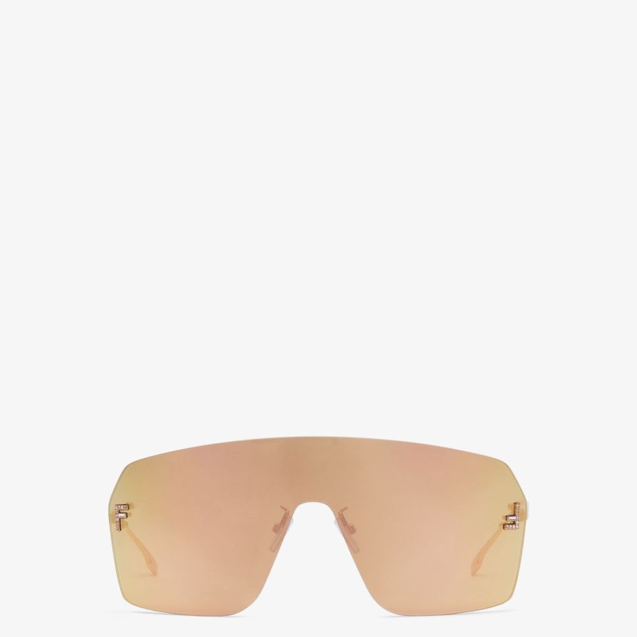 Damen Fendi Sonnenbrillen | Sonnenbrille In Maskenform In Rosegoldfarben