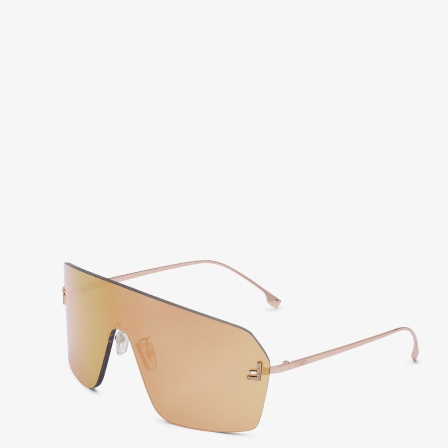 Damen Fendi Sonnenbrillen | Sonnenbrille In Maskenform In Rosegoldfarben