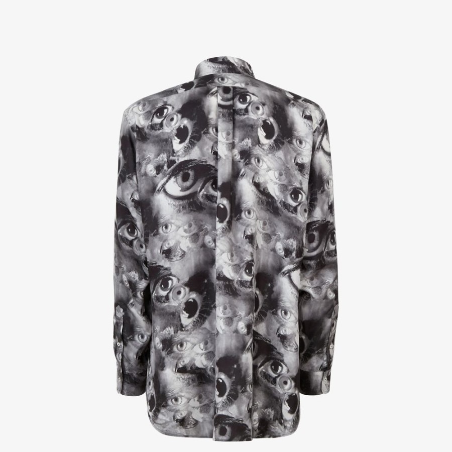 Herren Fendi Hemden | Hemd Aus Seide Mit Print In Schwarzweis