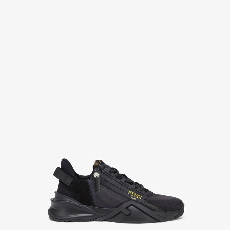 Herren Fendi Sneakers | Low-Top Aus Nylon In Schwarz