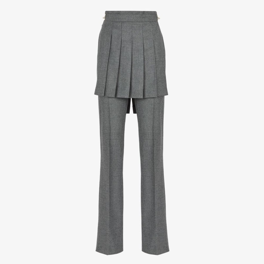 Damen Fendi Anzuge Und Sets | Hose Aus Wolle In Grau