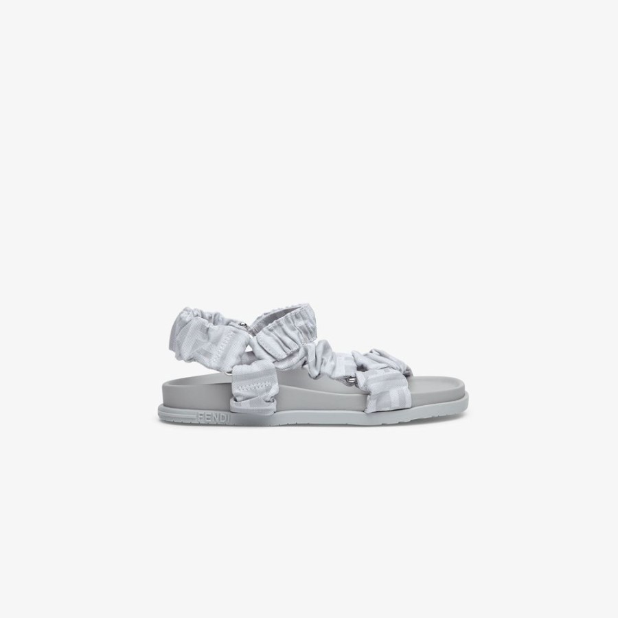 Kids Fendi Schuhe | Junior-Sandale Aus Stoff In Grau