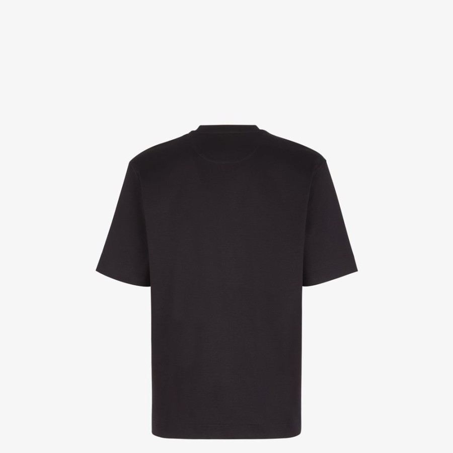 Herren Fendi T-Shirts Und Poloshirts | T-Shirt Aus Baumwolle In Schwarz Mit Stickerei