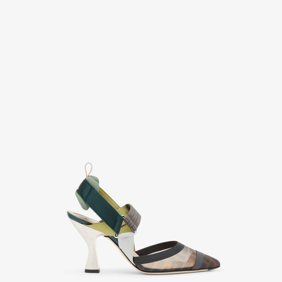 Damen Fendi Pumps Und Slingbacks | Slingback Mit Hohem Absatz Aus Netz In Braun