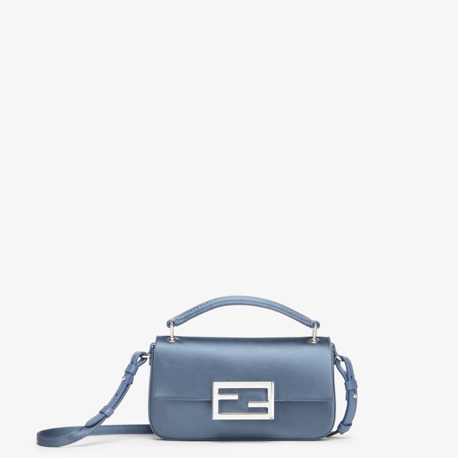 Damen Fendi Mini-Taschen | Pochette Aus Satin In Blau