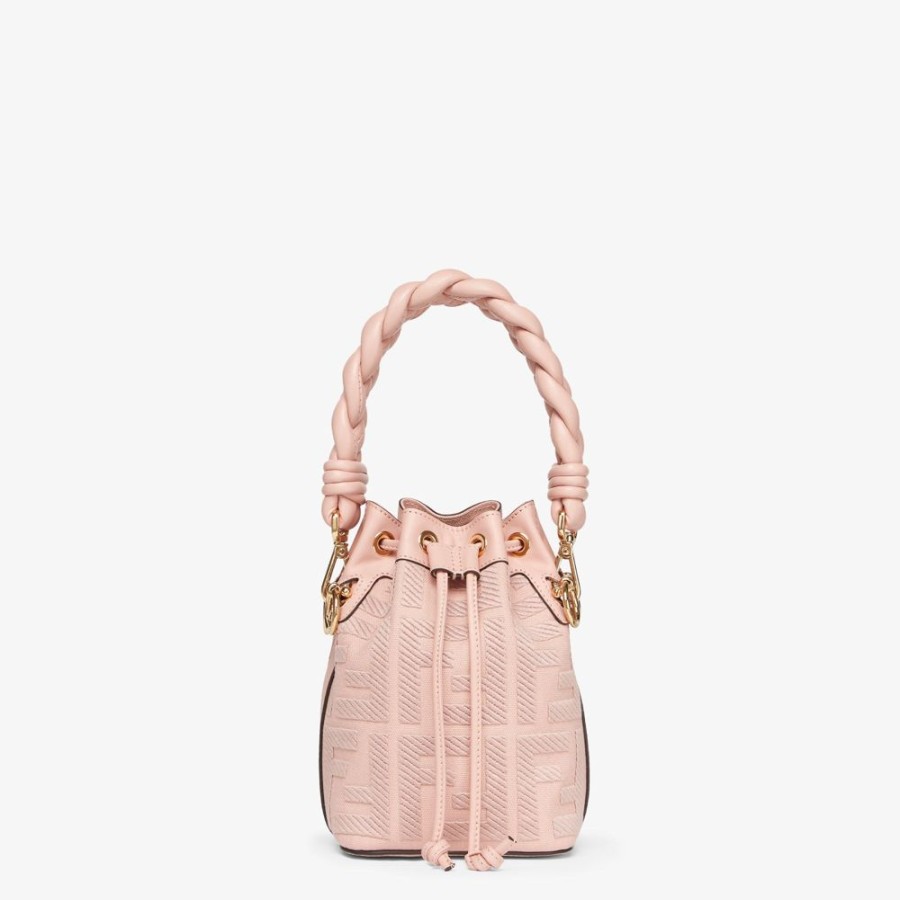 Damen Fendi Mini-Taschen | Mini-Tasche Aus Canvas Mit Ff-Motiv In Rosa