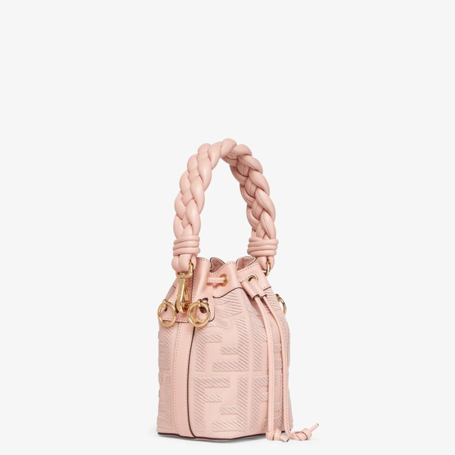 Damen Fendi Mini-Taschen | Mini-Tasche Aus Canvas Mit Ff-Motiv In Rosa