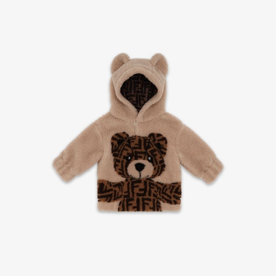 Kids Fendi Baby Junge | Baren-Sweatshirt Aus Wolle In Beige