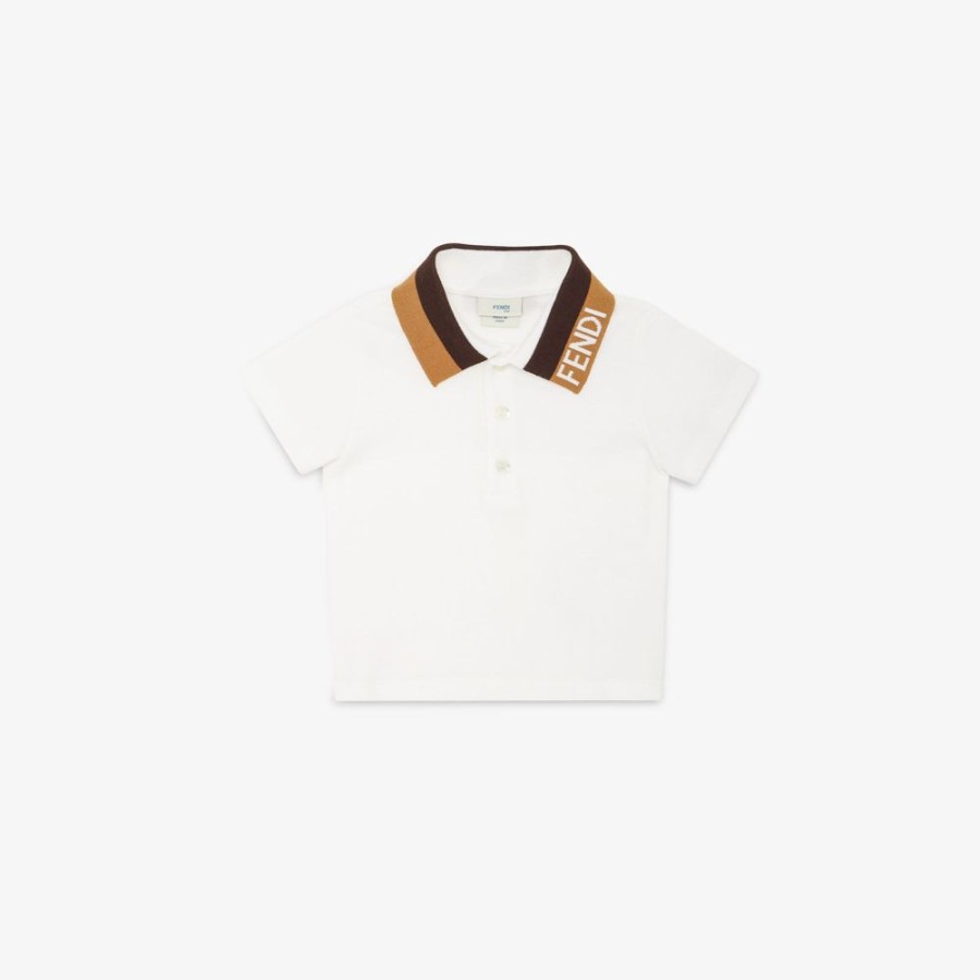 Kids Fendi Baby Junge | Baby-Poloshirt Aus Pique In Weis