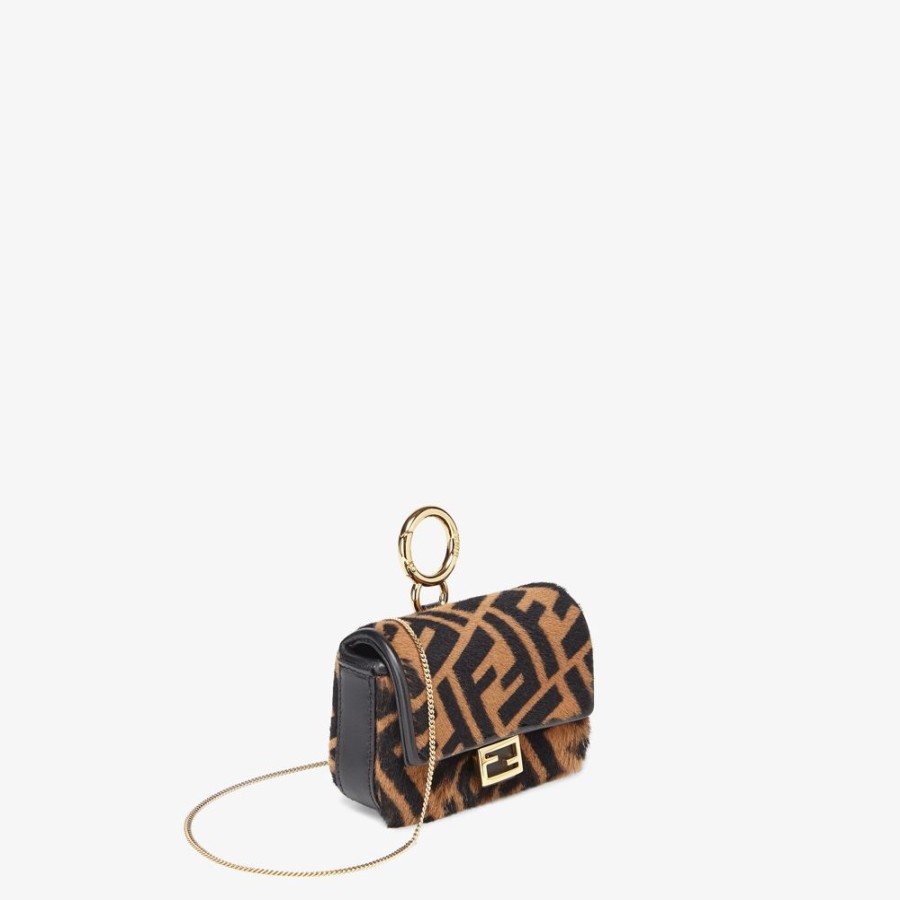 Damen Fendi Miniature Taschen | Anhanger Aus Lammfell In Braun