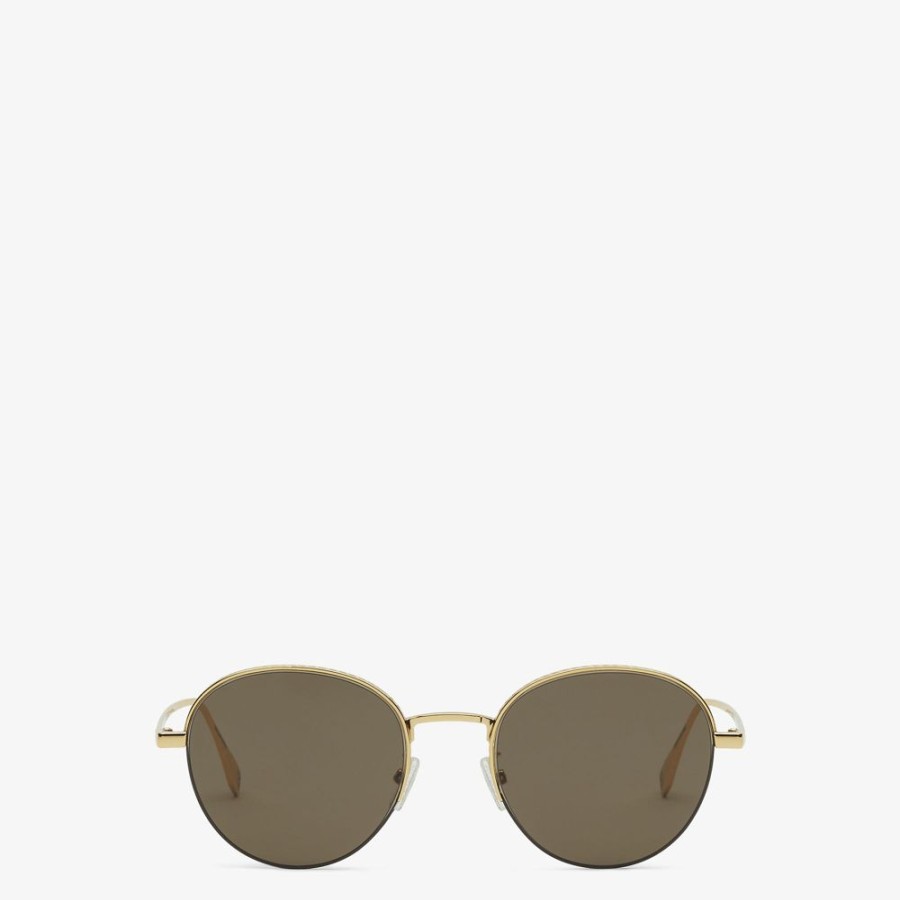 Herren Fendi Sonnenbrillen | Sonnenbrille Aus Metall In Gold-Optik