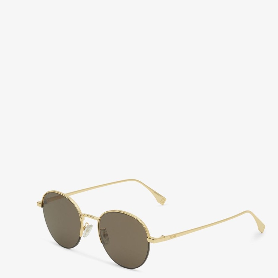 Herren Fendi Sonnenbrillen | Sonnenbrille Aus Metall In Gold-Optik